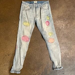 Stylish Men's Jeans with Colorful Accents